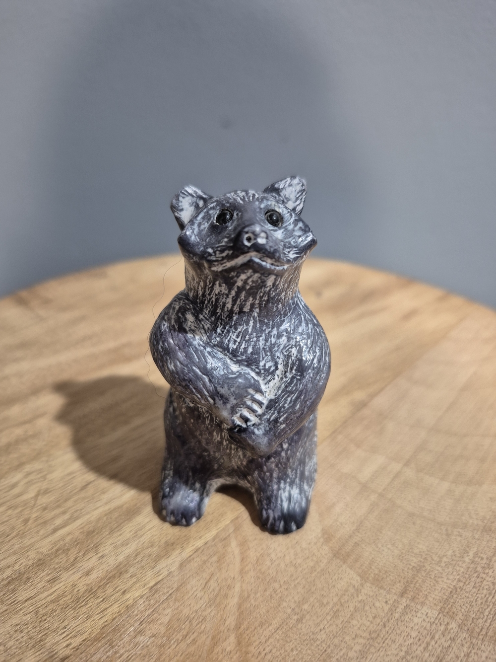 Vintage Wolf Original Raccoon Soapstone Figurine • Hand Carved Canadian Wildlife